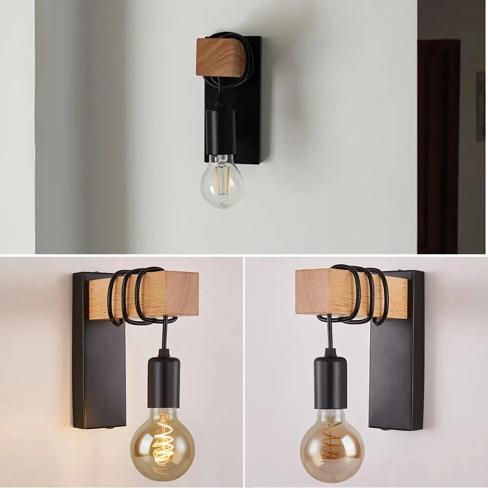 Retro Wood Wall Lamp