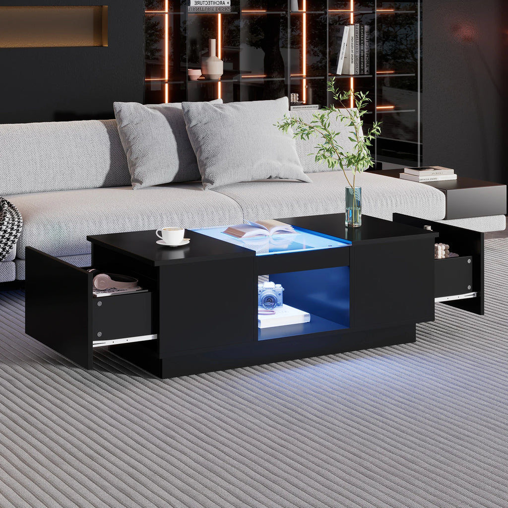 LED Coffee Table - App-Controlled Lighting with Storage | LUMORA