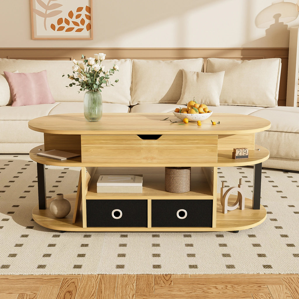 Modern Wood Grain Table with Lift Function