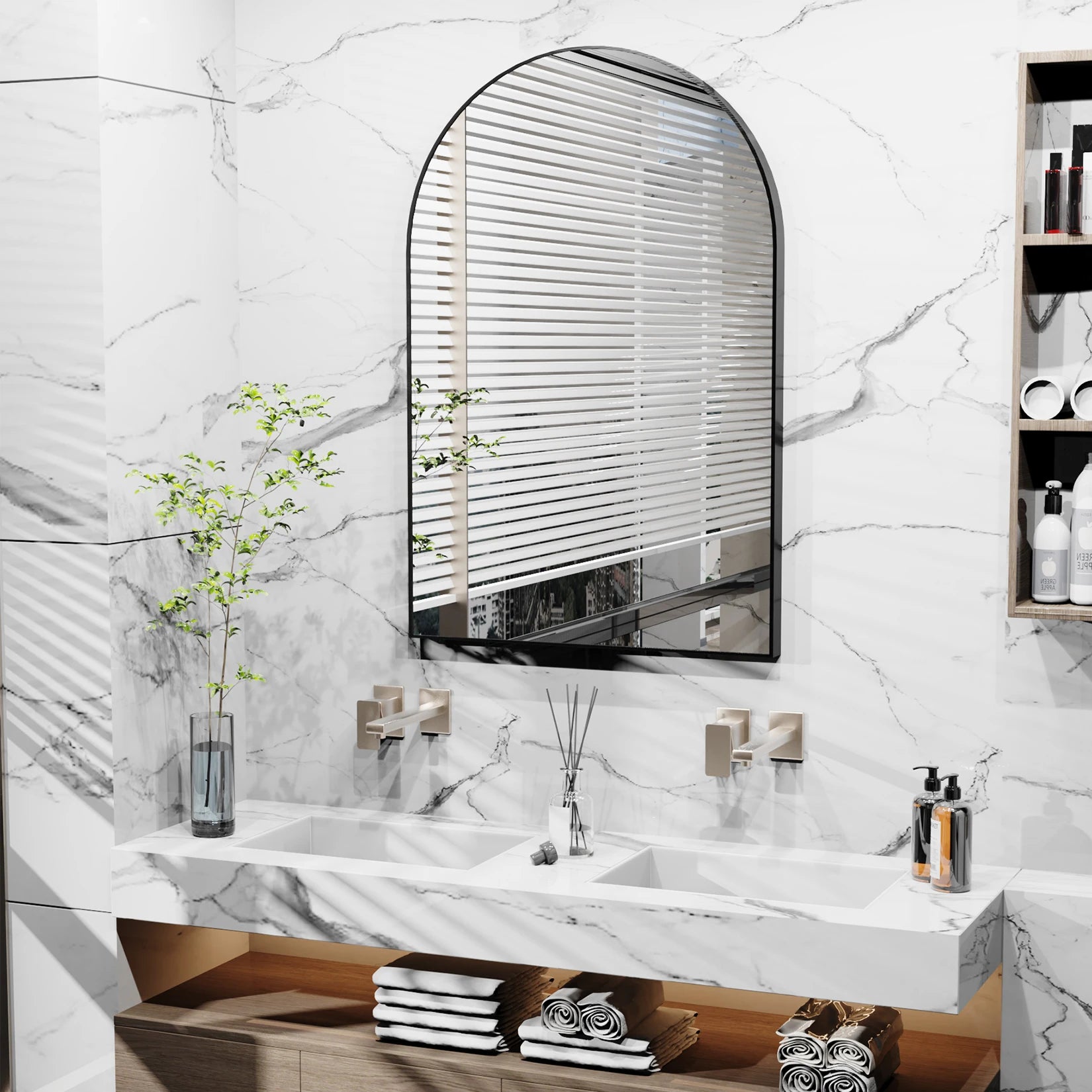 Premium Minimalist Bathroom Mirror - 38" Aluminum | LUMORA