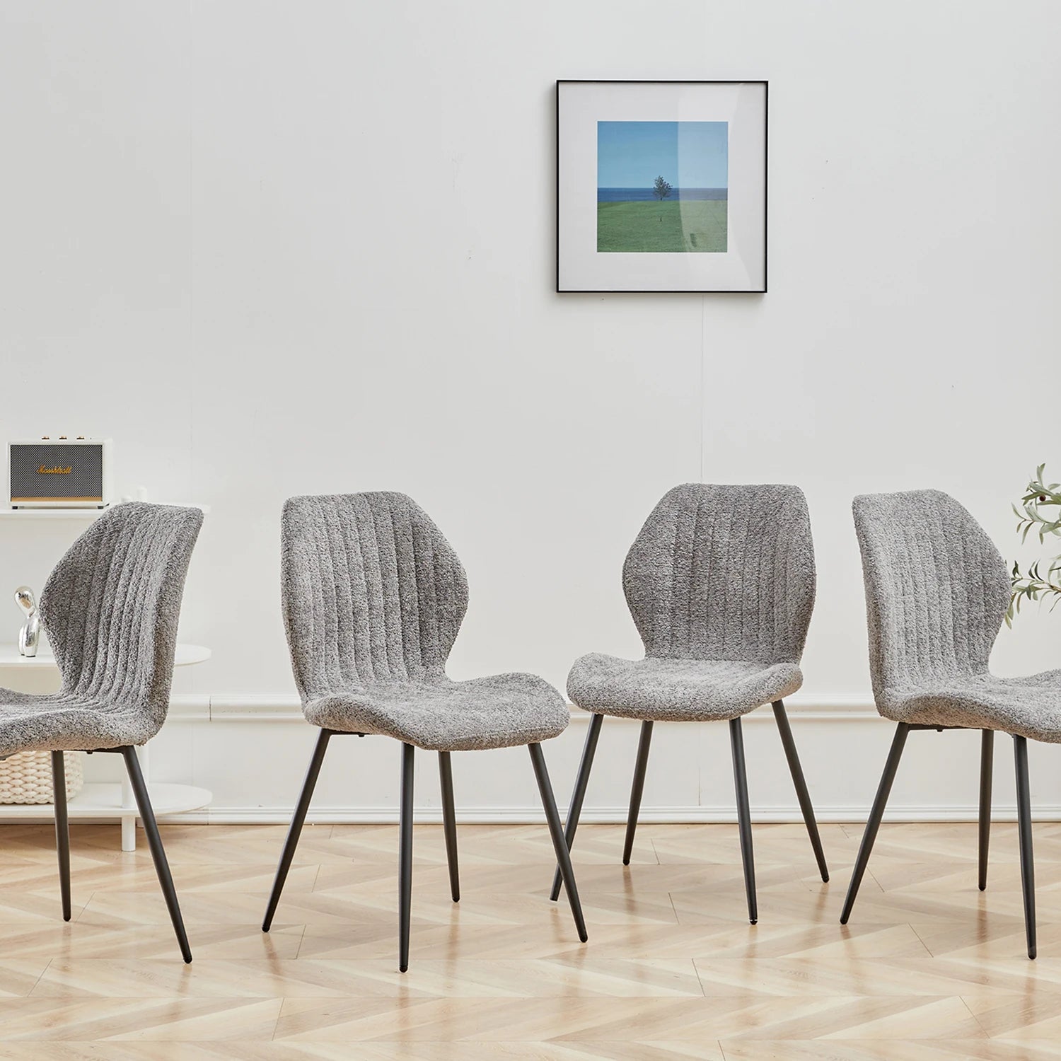 Nordic Style Dining Chairs 4-Pack - Metal & Velvet | LUMORA