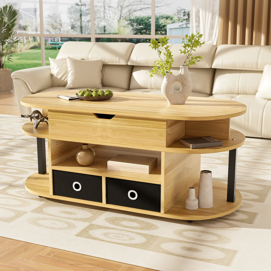 Modern Wood Grain Table with Lift Function