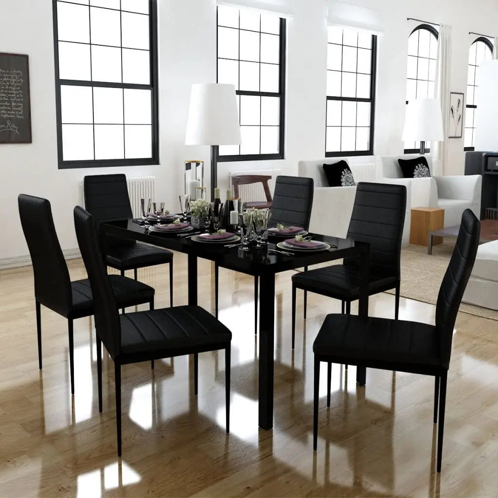 Dining Chair Set of 4 - Leather Upholstery with Metal Legs | LUMORA