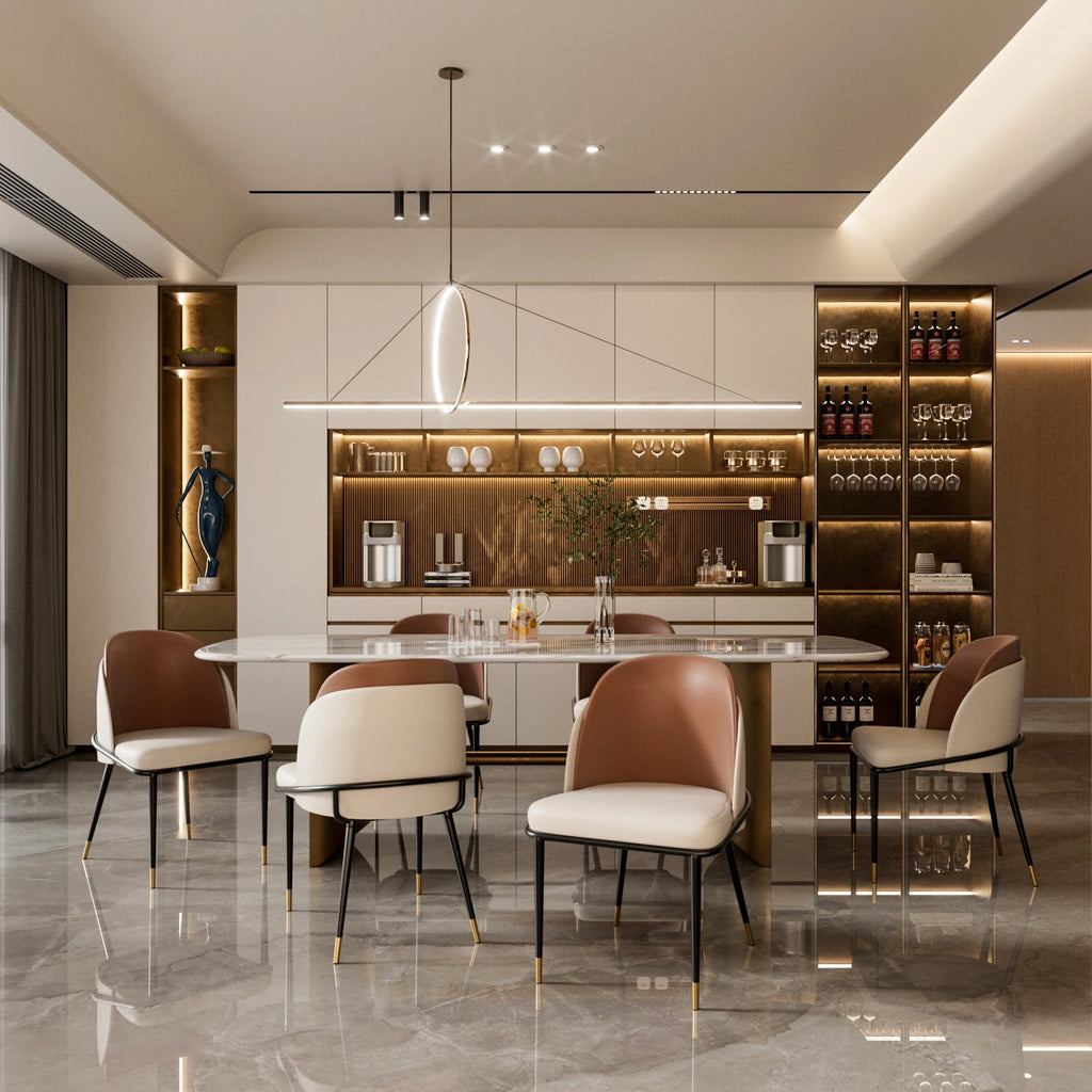 Set di 2 sedie da pranzo - Rivestite in similpelle con schienale in legno | LUMORA