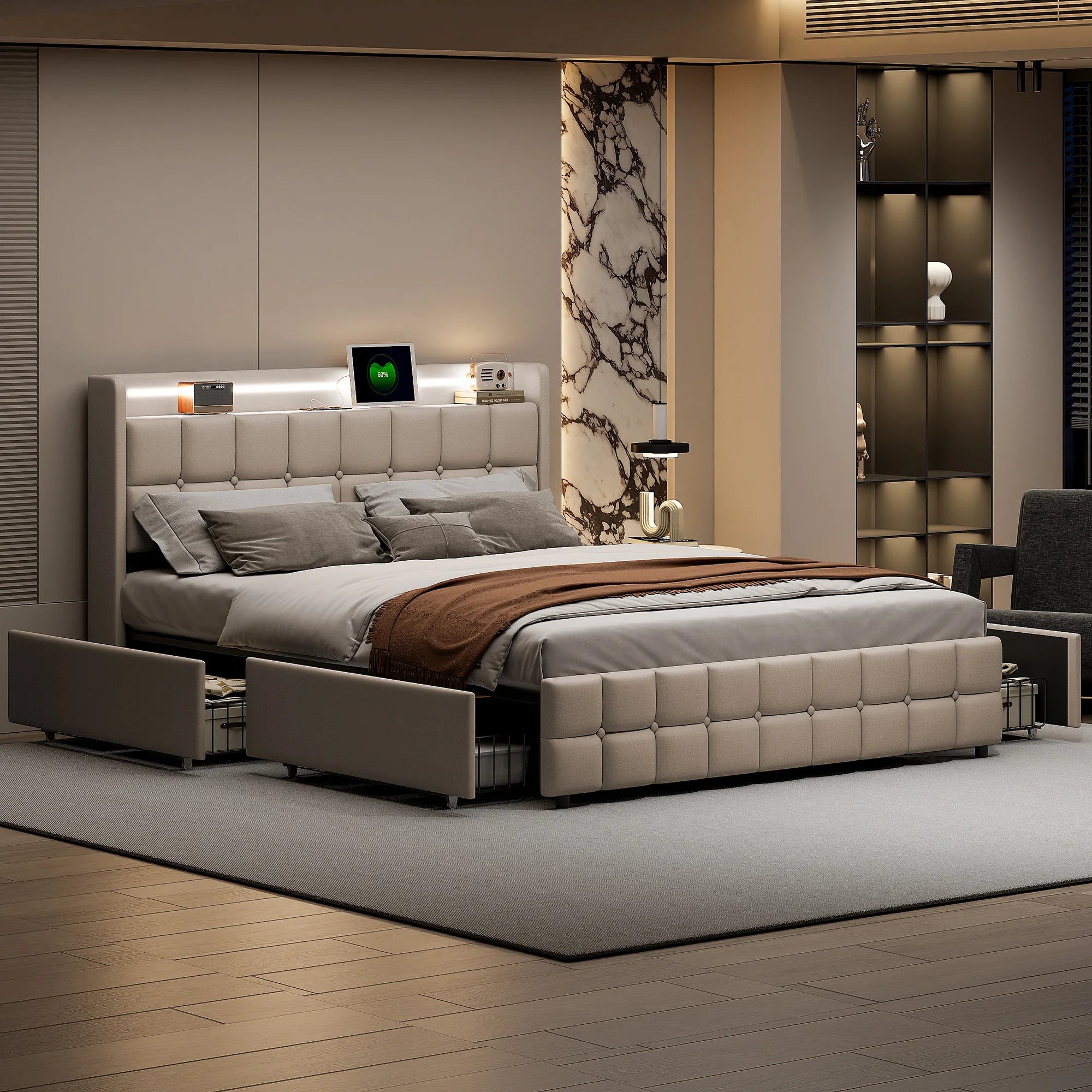 Bed with LED Lighting