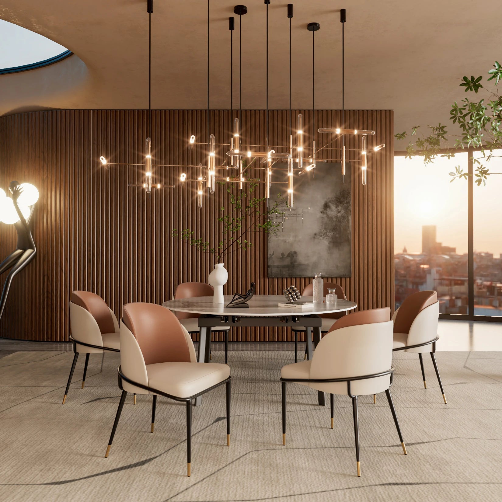 Dining Chair Set of 2 - Faux Leather Upholstered with Wooden Back | LUMORA