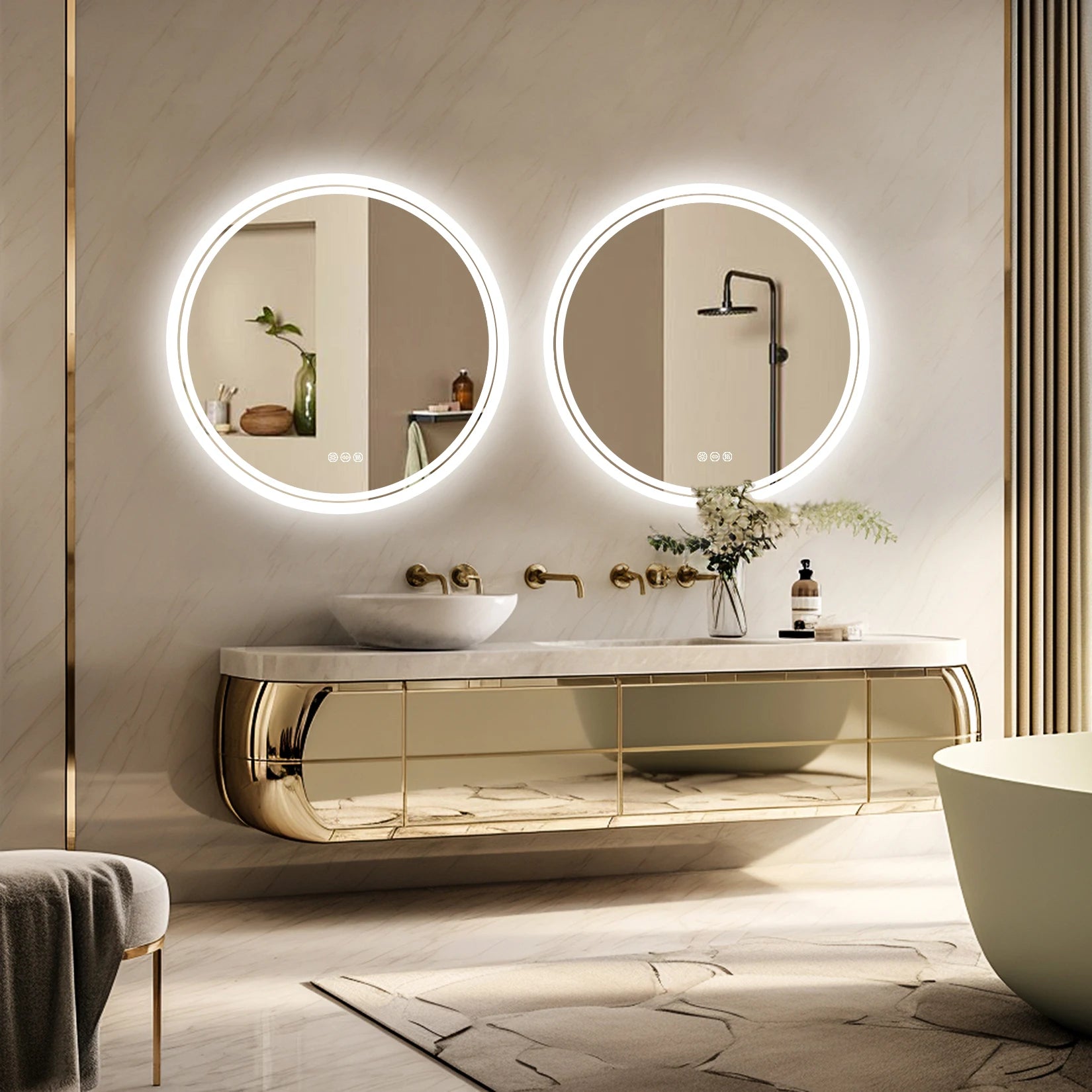 Bathroom Mirror with LED Lights Circle