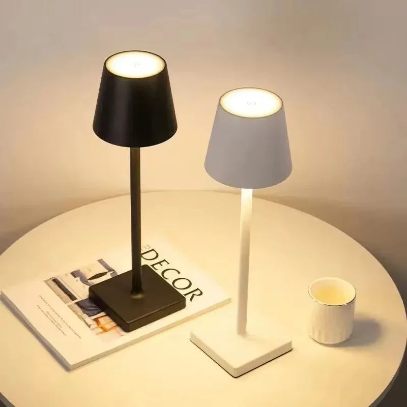 Minimalist LED Table Lamp with Touch Control - Black & White | LUMORA