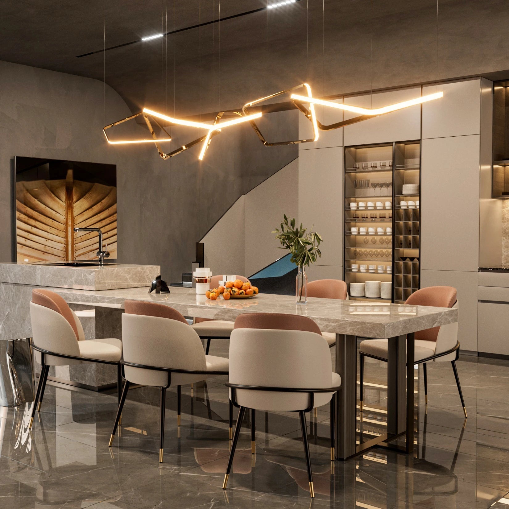 Dining Chair Set of 2 - Faux Leather Upholstered with Wooden Back | LUMORA