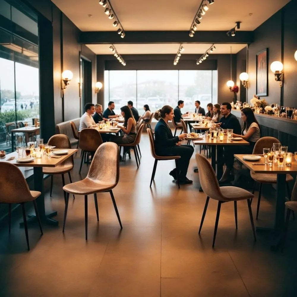 Set of 4 Vintage Italian Dining Chairs - Metal & Leather | LUMORA