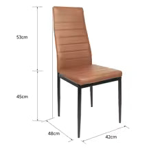 Dining Chair Set of 4 - Leather Upholstery with Metal Legs | LUMORA