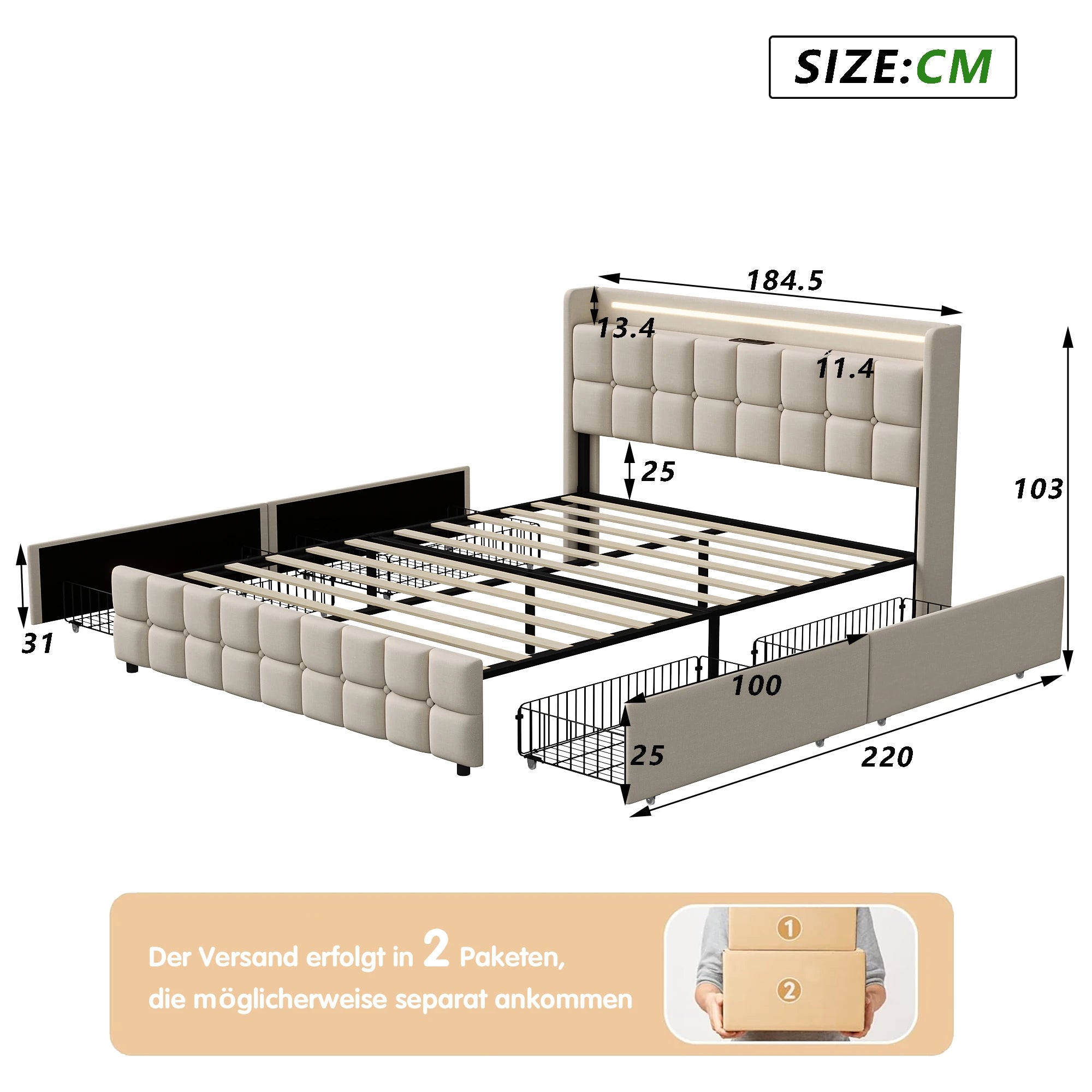 Bed with LED Lighting