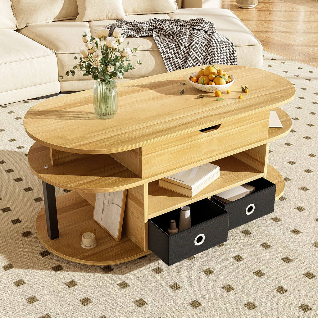 Modern Wood Grain Table with Lift Function