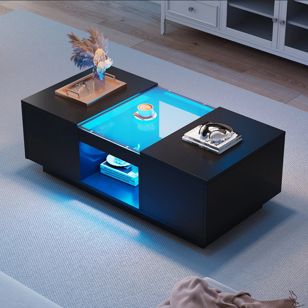 LED Coffee Table - App-Controlled Lighting with Storage | LUMORA