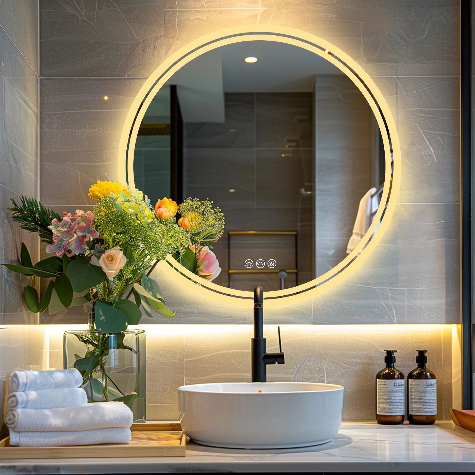 Bathroom Mirror with LED Lights Circle