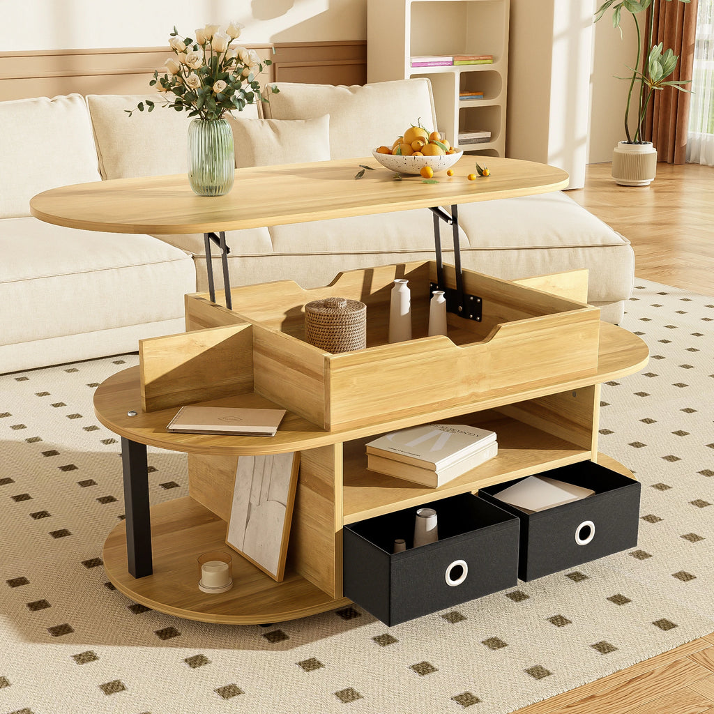 Modern Wood Grain Table with Lift Function