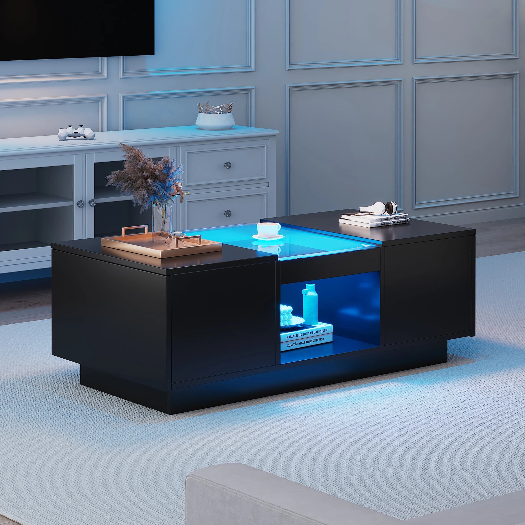 LED Coffee Table - App-Controlled Lighting with Storage | LUMORA