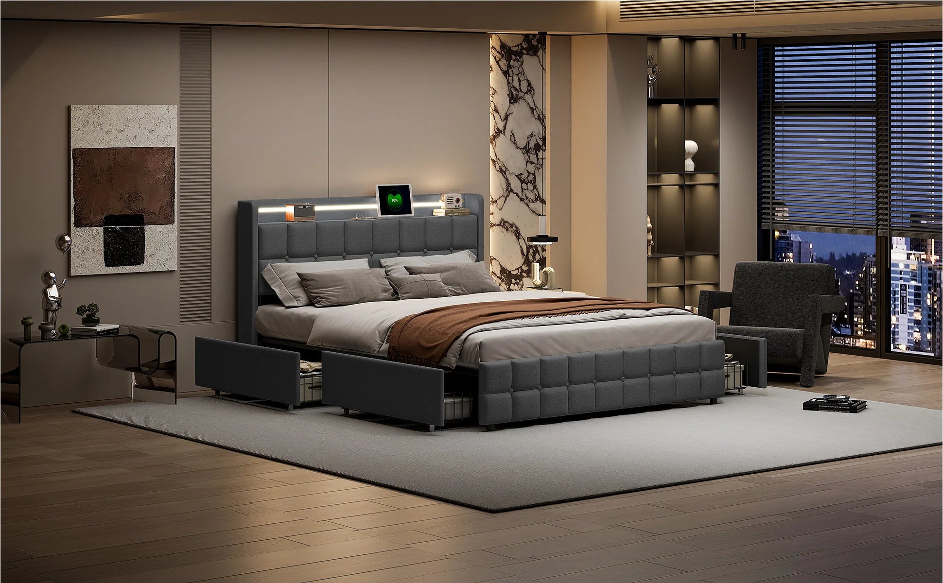 Bed with LED Lighting