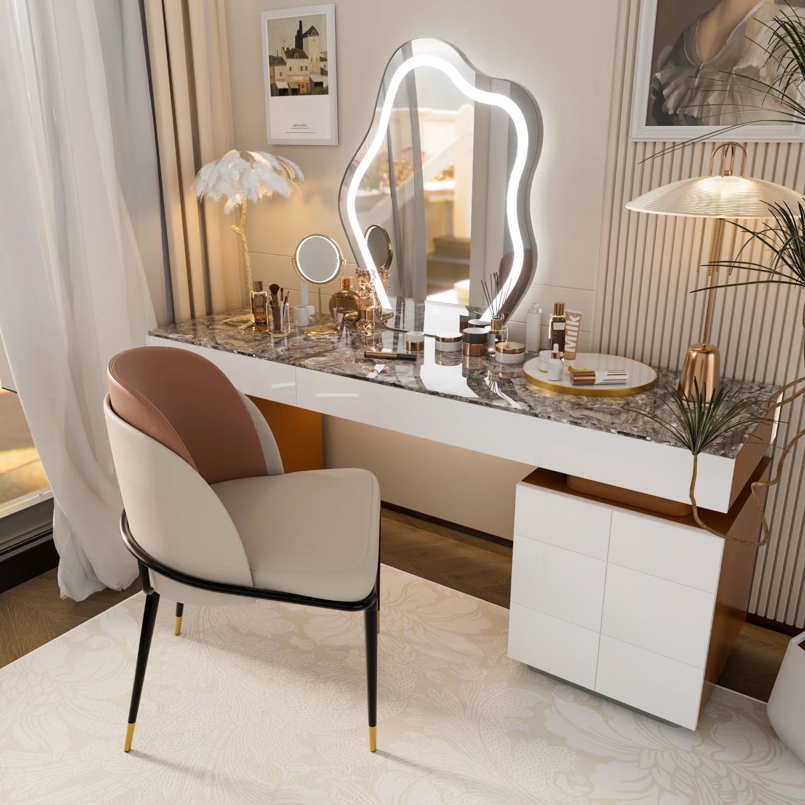 Dining Chair Set of 2 - Faux Leather Upholstered with Wooden Back | LUMORA