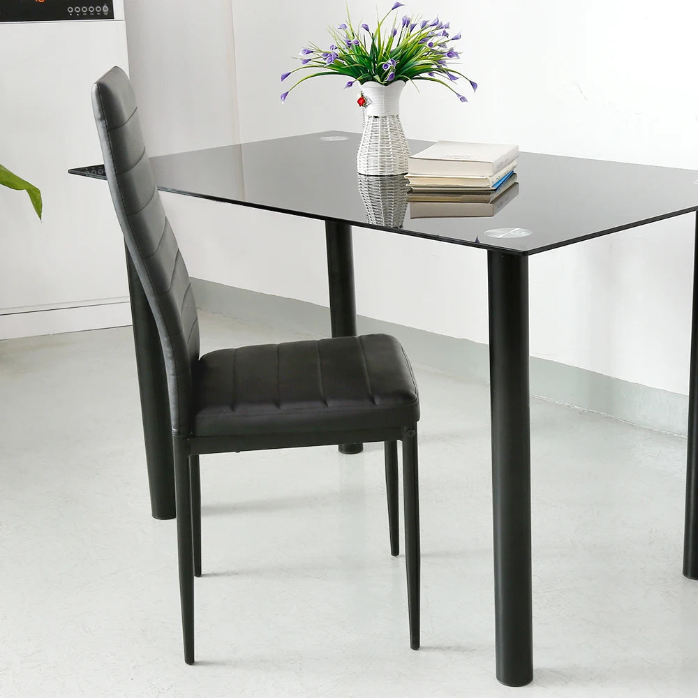 Dining Chair Set of 4 - Leather Upholstery with Metal Legs | LUMORA