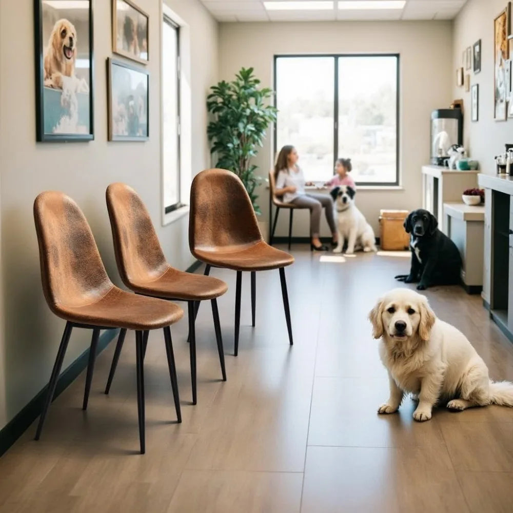 Set of 4 Vintage Italian Dining Chairs - Metal & Leather | LUMORA