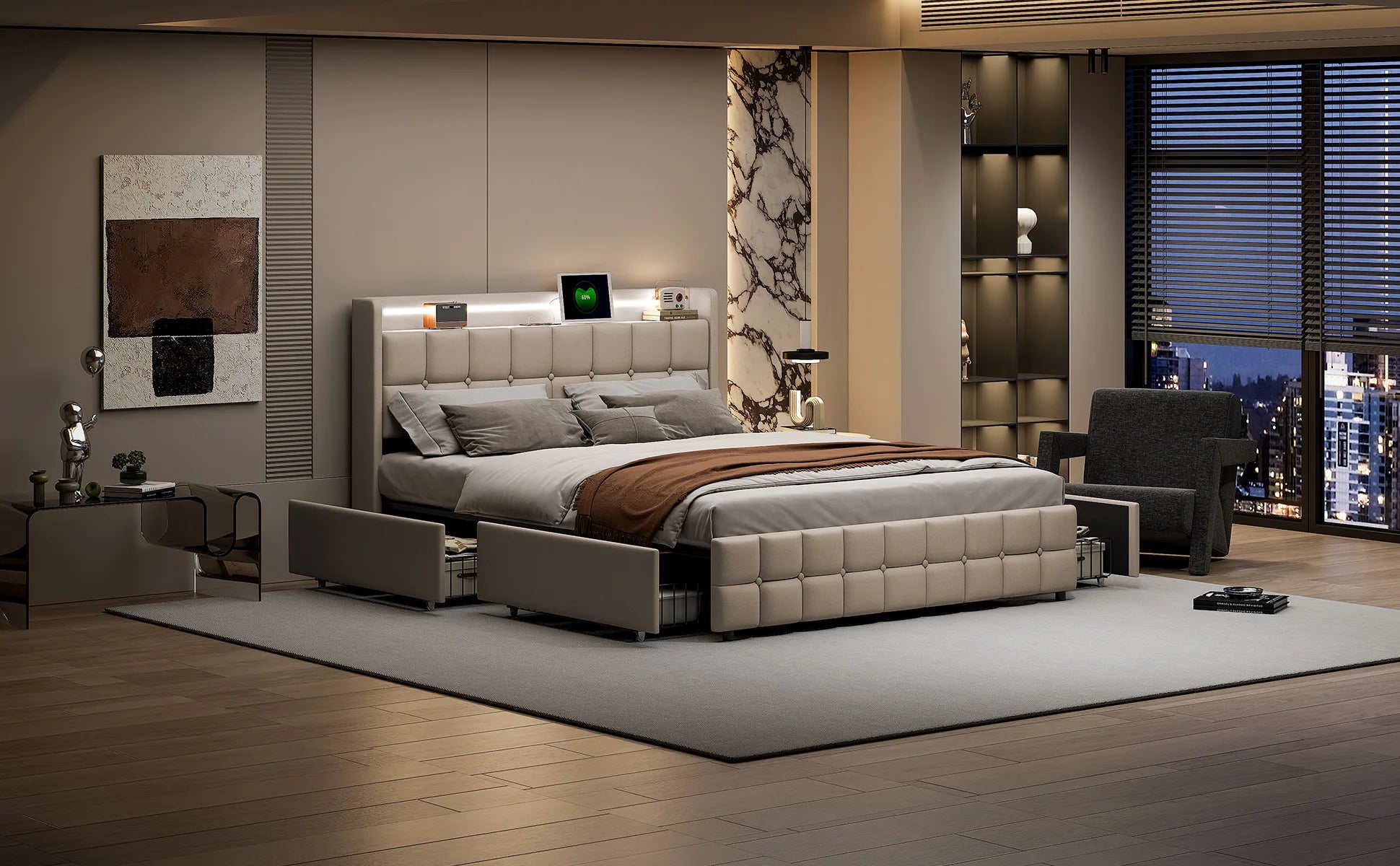 Bed with LED Lighting