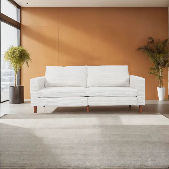 Modern White Linen Sofa